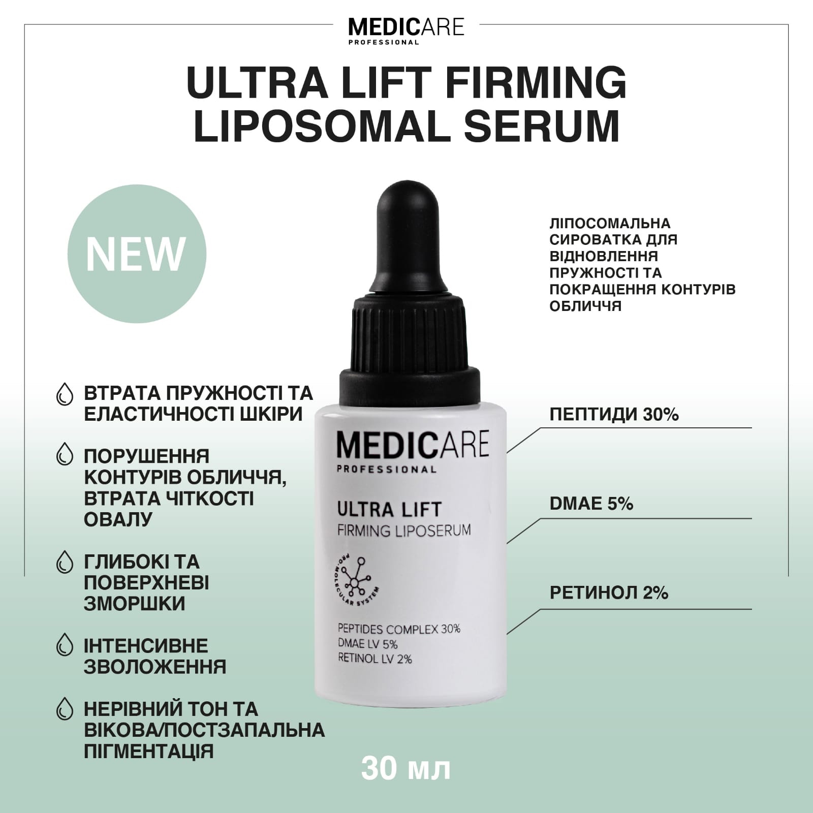 Мультипептидна ліфтинг-сироватка Ultra Lift Firming — Medicare Professional, 30 мл - Зображення 5